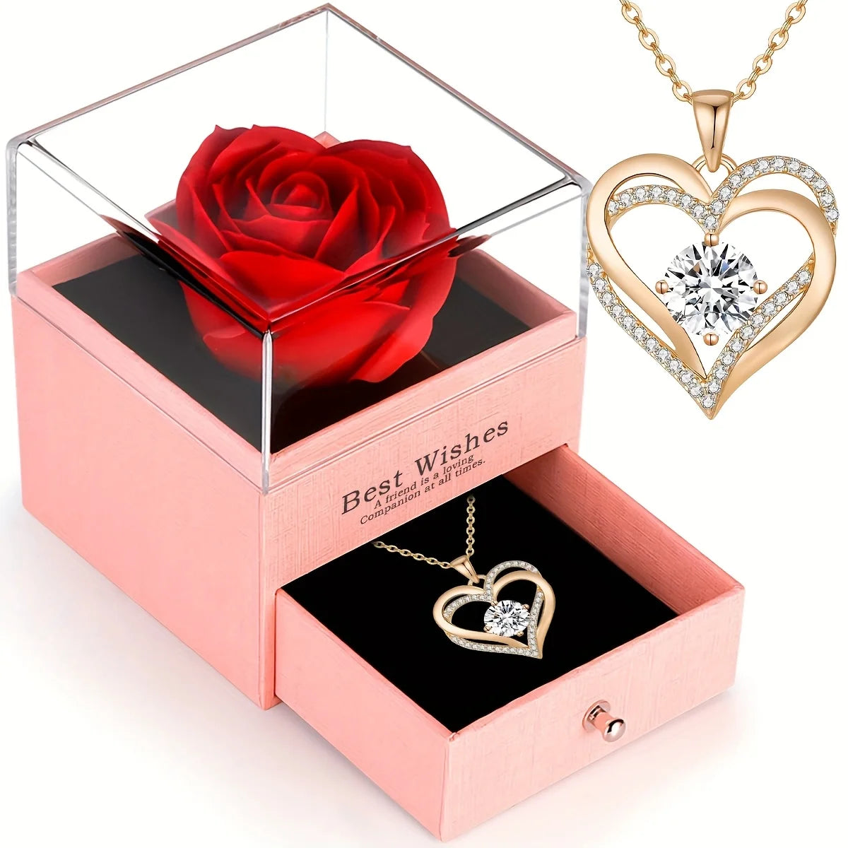 Permanent Rose Gift Box, Love Rose Multi Pendant Necklace,Women's Simple and Exquisite Jewelry,Gift for Mother,Lover,Best Friend