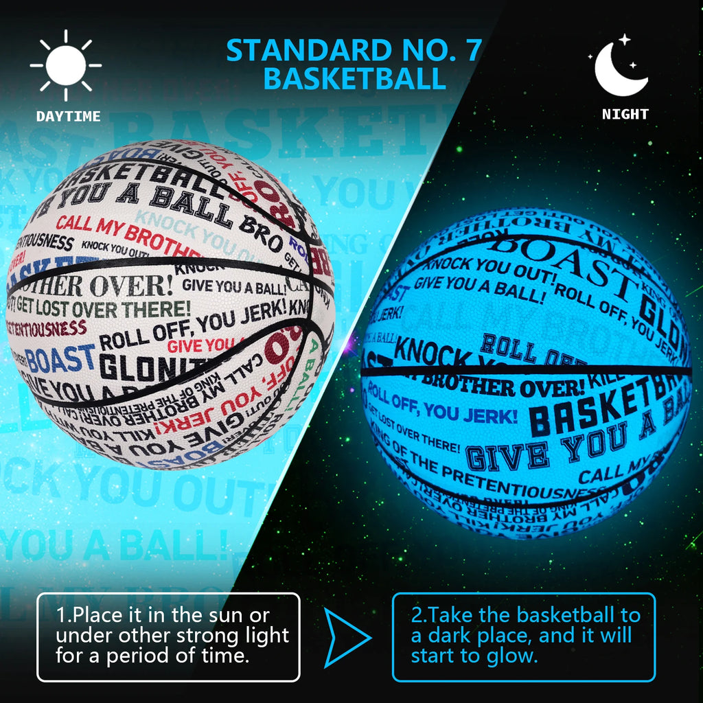Glow Basketball For Boy Girl Gifts,High Quality Composite Leather Standard Size 6&7 Outdoor Street Luminous Blue Balls Night Use