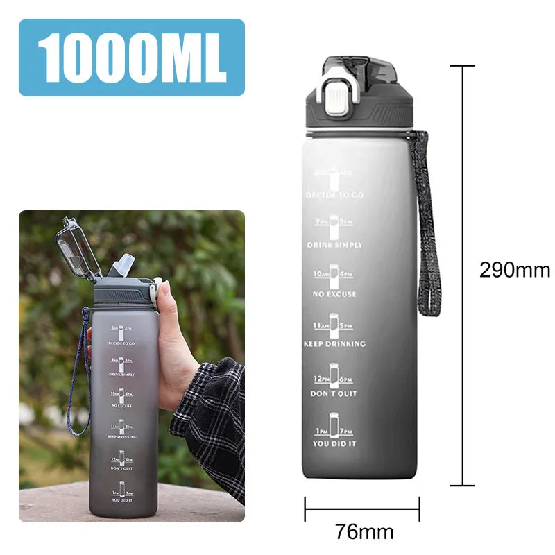 Portable Water Bottle Water Cups Motivational Sports Water bottle with Time Maker Leak-proof Cup for Outdoor Sport Fitness