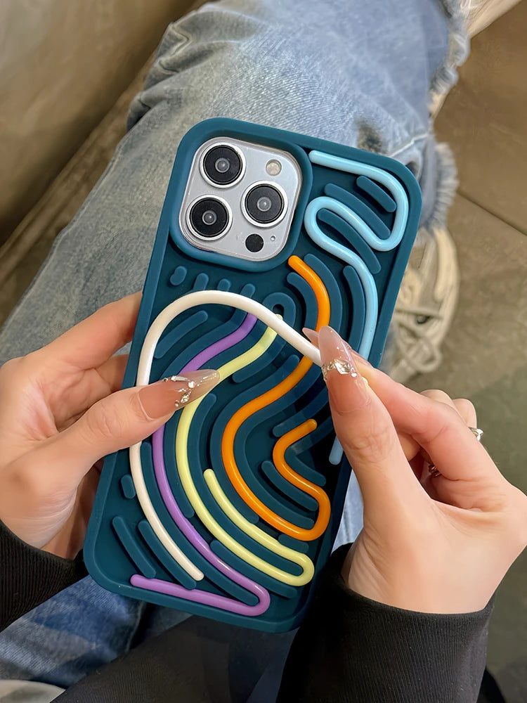 Funny Sensory Activity Board Silicone Decompression Phone Case For iPhone 16 15 14 13 12 11 17 Pro Max Soft Back Cover