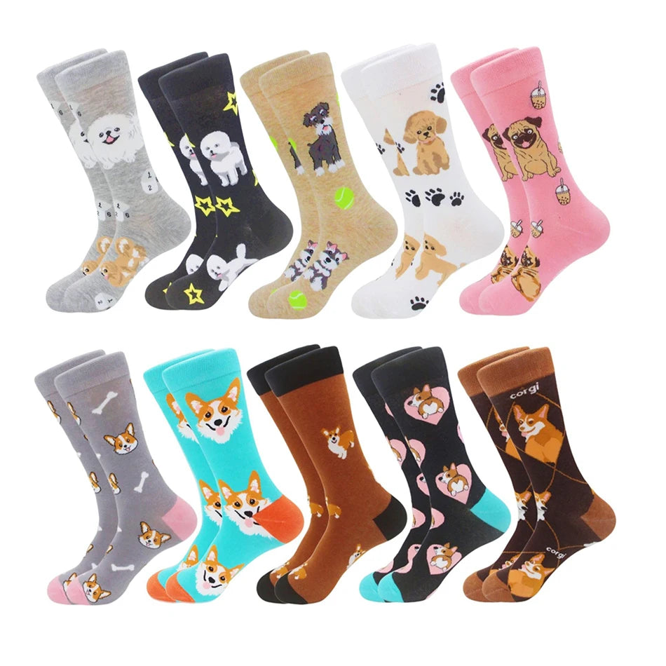 10 pairs of food pattern men's socks irregular color women's socks street trend skateboarding socks