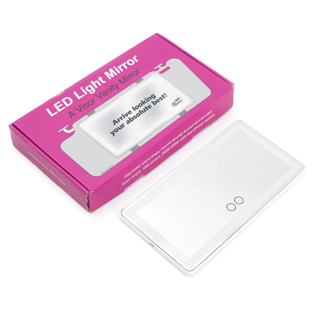 Car Sun Visor Vanity Mirror Cosmetic Mirror Rechargeable Makeup Mirror with 3 Light Modes 60 Leds Dimmable Clip-on Rear Wireless