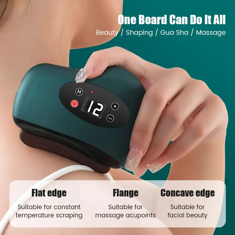 Electric Guasha Massager Body Scraping Heating Vibration Muscle Guasha Face Neck Eye Massage Knife Stone Gua Sha Gouache Scraper