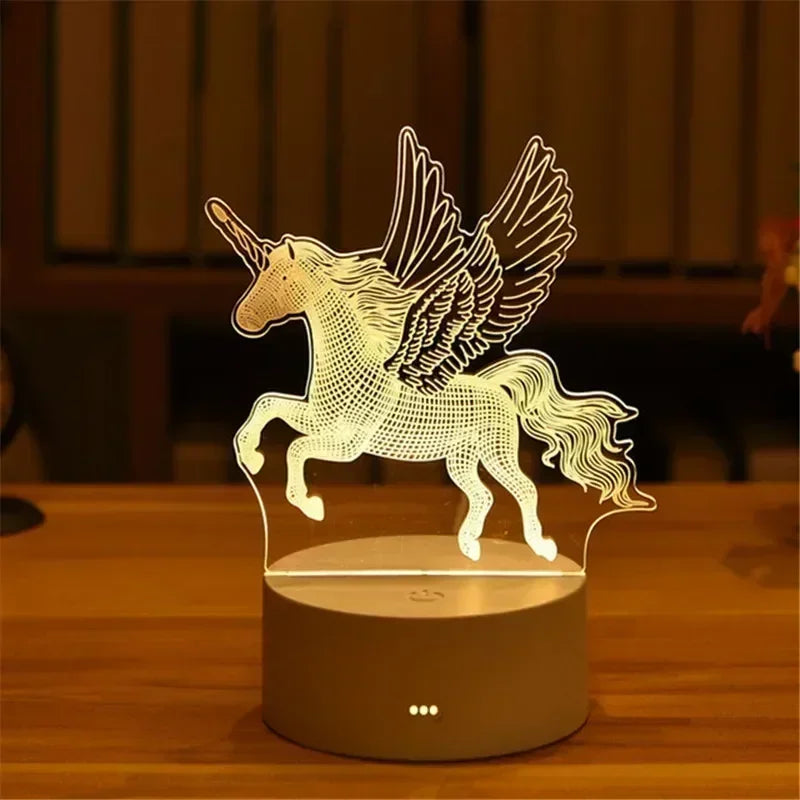 3D Acrylic LED Night Light USB Powered Bedroom Bedside Decor Night Lamp Birthday Kid Gifts Table Ornaments Novelty Lighting