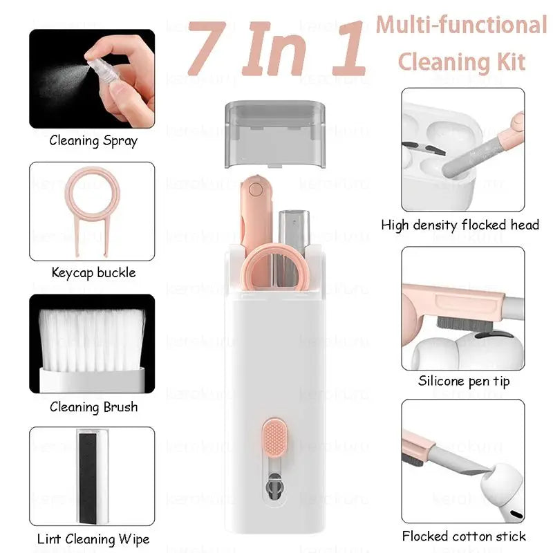 7-in-1 Keyboard Cleaner Earphones Cleaning Pen Keycap Puller Set Multifunctional Cleaning Kit For AirPods iPhone iMac MacBook