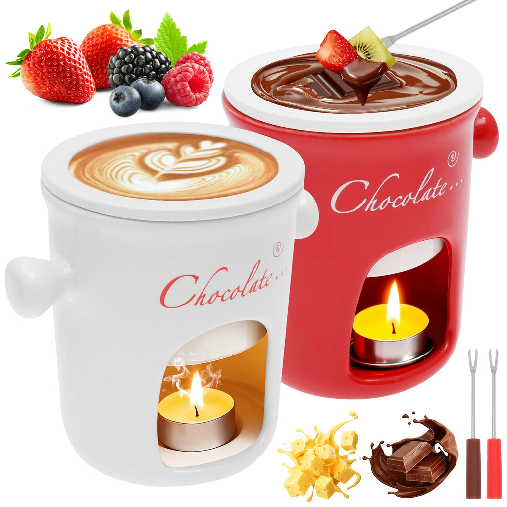 280ml Fondue Pots Fondue Mug Personal Mini Chocolate Cheese Ice Cream Fondue Maker Kit Individual Butter Melter Cup Small Warmer
