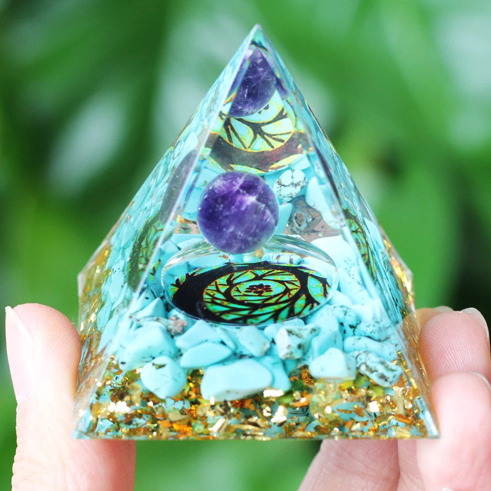 Orgonite Pyramid Crystals Natural Stone Orgone Energy Generator Healing Reiki Chakra Meditation Ornaments Crafts Office Decor