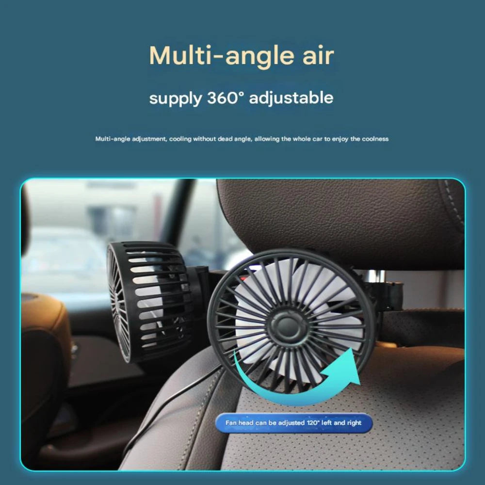 1. Storm-Proof 45dB Silent Dual-Head USB Car Fan for Rear Seat Cooling   2. Ultra-Quiet 45dB Dual-Head USB Car Fan, Durable & St