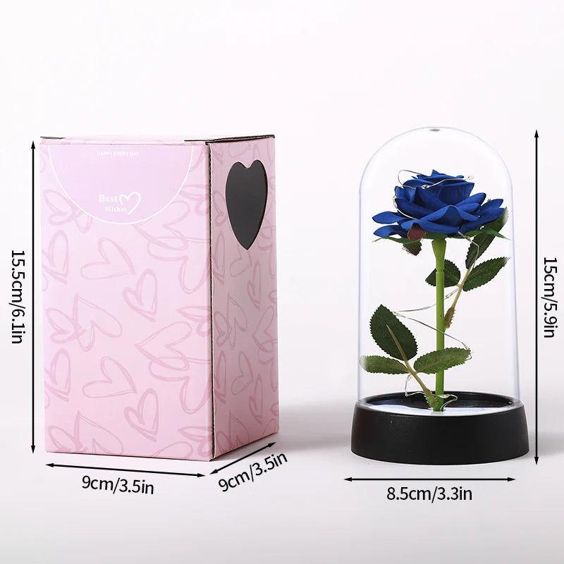 Eternal Rose Flowers Artificial Foil Flower in Glass Glow Immortal Flower LED Roses Lamp Flores Eternas Valentine's Day Gift