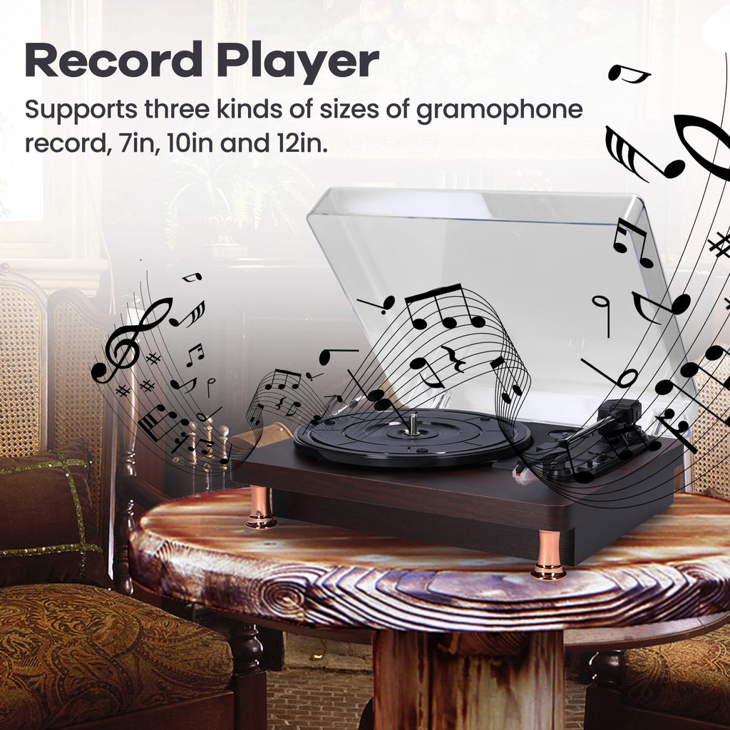 Retro Vinyl Record Player Record Player with Dustproof Cover Classic Nostalgic Style Record Player EU/US Plug Record Player