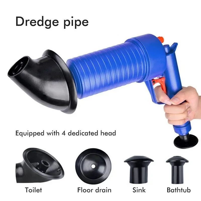 Air Power Drain Blaster Gun High Pressure Pipe Plunger Drain Cleaner Pump Pipeline Clogged Remover Bathroom Sink Toilet Cleaner