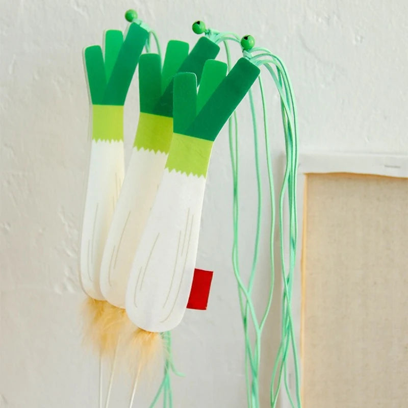 Cat Teaser Toy Felt Squeaky Bell Simulated Barley Scallions Shape Kitten Toy Fringe Interactive Cat Stick Toy Supplies
