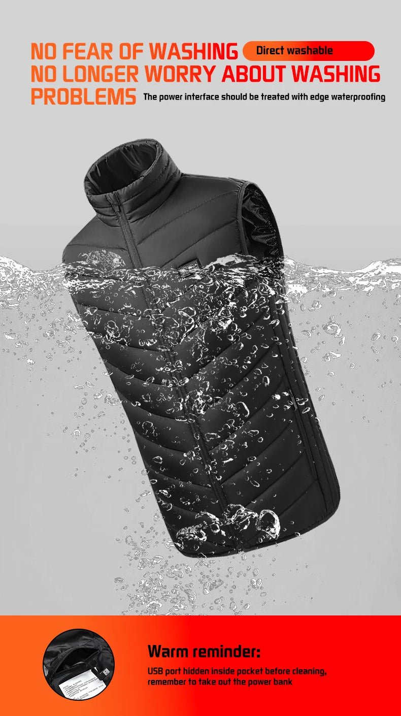 TODWARM Heating Vest Blue Men's Jacket Heated Winter Women's Heated Jacket Thermal Vest Warmer Outdoor Sports Jacket