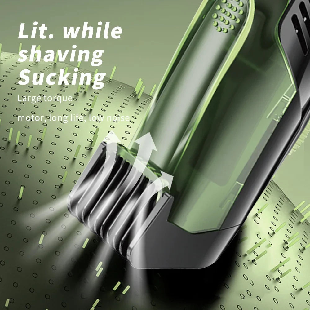 Vacuum Body Hair Trimmer for Men, Mustache Trimmer with 20 Length and Styles Adjustable, Built-in Vacuum Trimmer for Mustache