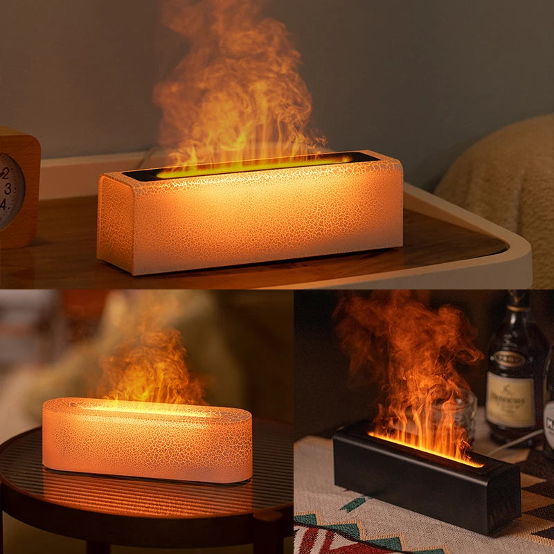 KINSCOTER Realistic Colorful Flame Aromatherapy Diffuser Aroma Essential Oil 150ml USB Air Humidifie Purifier Air Freshener