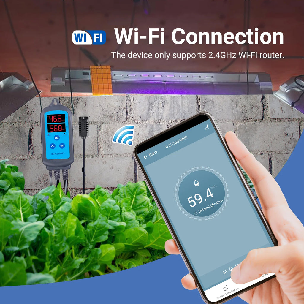 INKBIRD IHC-200 & 200 WiFi EU Socket&Plug Digital Humidity Controller for Household Humidifying and Dehumidifying for Free APP