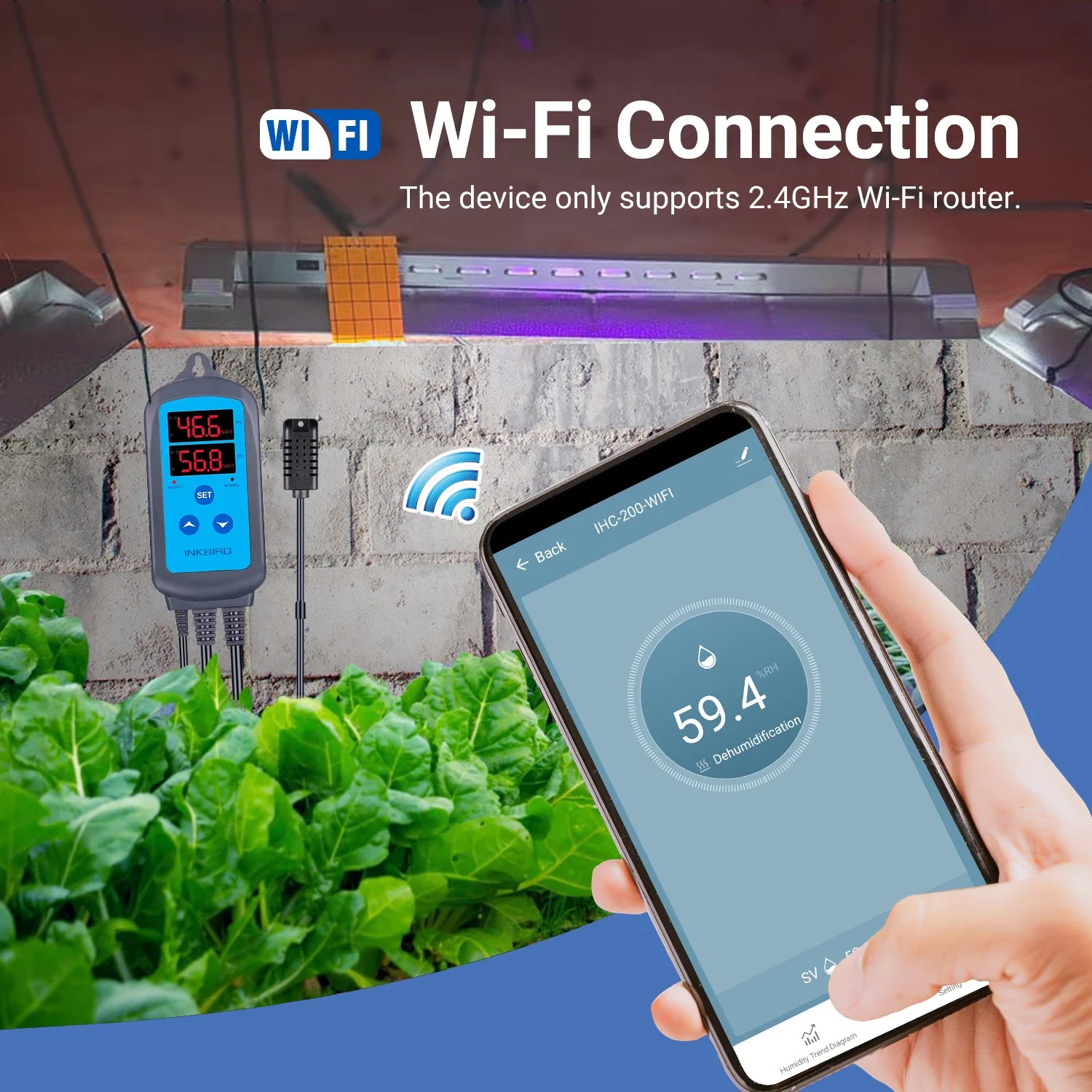 INKBIRD IHC-200 & 200 WiFi EU Socket&Plug Digital Humidity Controller for Household Humidifying and Dehumidifying for Free APP
