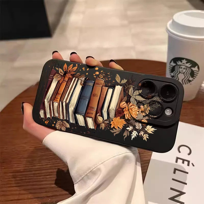 Creative Beautiful Book Pattern Phone Case For iPhone 11 12 13 14 15 16 17 Air Pro Max 16E 7 8 Plus X XR XS SE2 Shockproof Cover
