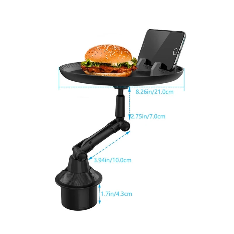 360° Adjustable Car Cup Holder Tray & Phone Mount Expander For Car, Portable Tray Table,Food Storage Rack, Coffee Table,