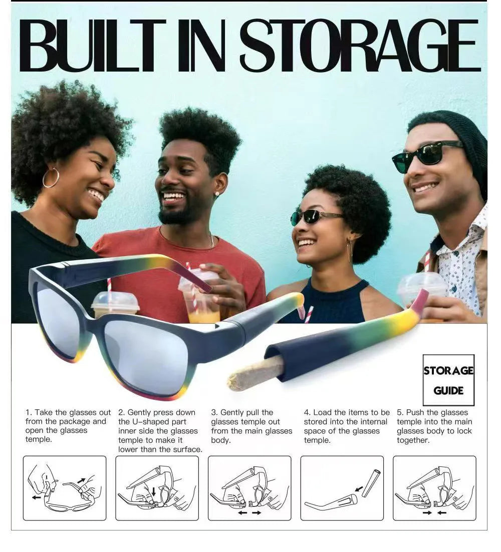 Sunglasses Hidden Tapered Cigarette Storage Tube Removable Glasses Holder Horn Tube Tobacco Box Smoking Pipe Accessories