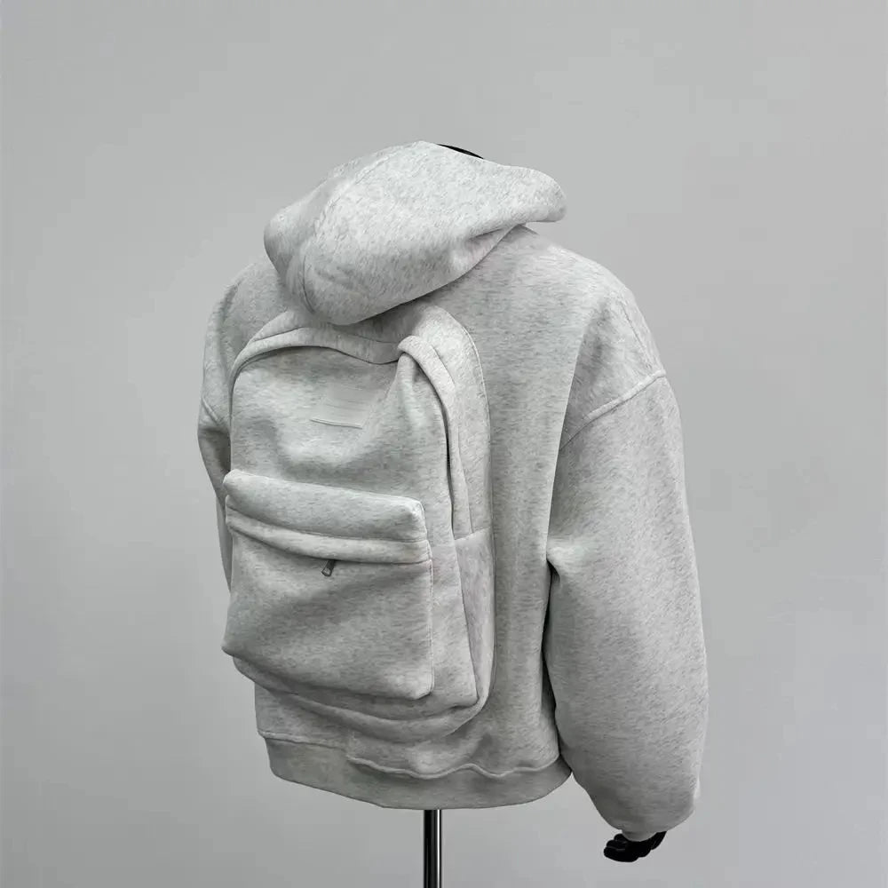 Spring Autumn New Men's American Heavy-duty Hoodie Zipper Backpack Bag Design Sweatshirt Men Women Jacket Hooded For Male Coats