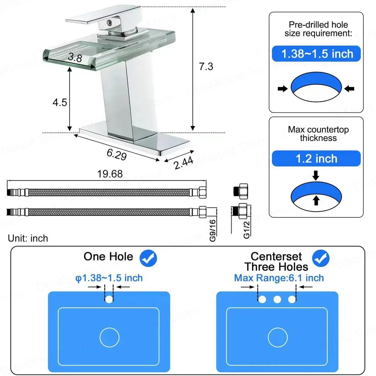 Luxury LED Color Changing Waterfall Basin Sink Faucet Led Light Polished Tap Basin Deck Mounted Sink Mixers 3 Colors Change