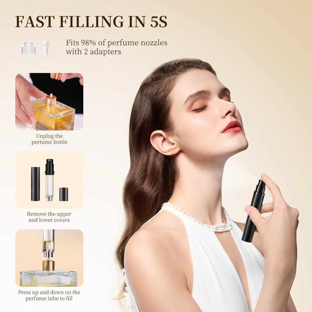 10ml Mini Refillable Perfume Bottle with Spray Scent Pump Portable Travel Empty Cosmetic Containers Mini Spray Atomizer Bottle