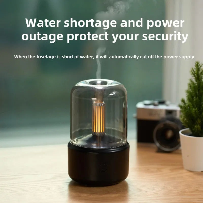 120ml Aromatherapy Humidifier Ultrasonic Humidifier with Creative Candlelight Design USB Air Humidifier for Sleep Aid Home Decor