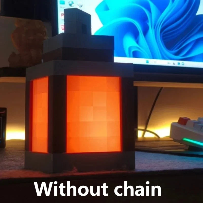 Pixel Style Wall Night Light USB Creative My Worlds Hanging Lantern For Bedroom & Gaming Decor Atmosphere Lamp For Boys Room