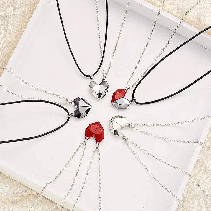 Good Simple Quality Couple Pendant Necklace Electrocardiogram,Magnetic Heart,Pendant Splicing Necklace Valentine's Day Gift