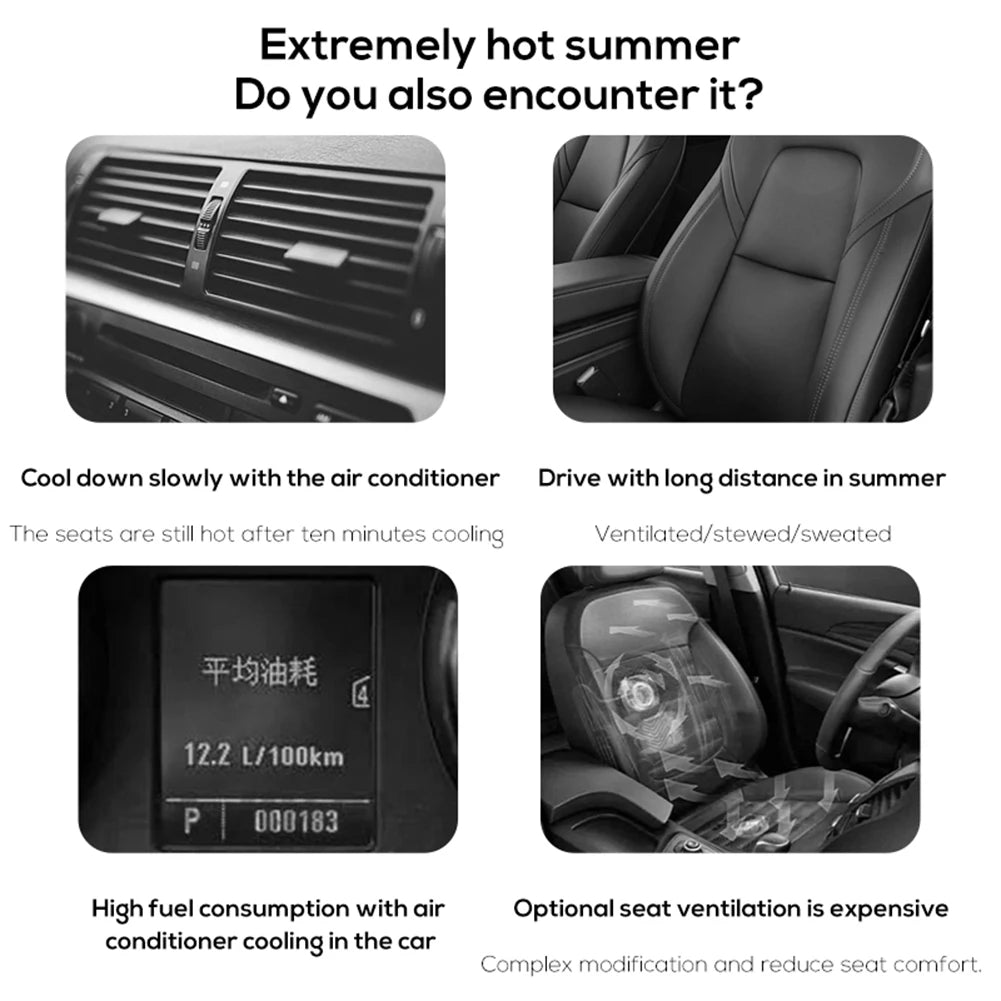 2-1pc Portable Car Seat Fan 3 Speeds Adjustable Car Seat Headrest Fan USB Powered Car Neck Cooler for Front Rear Seat Passenger