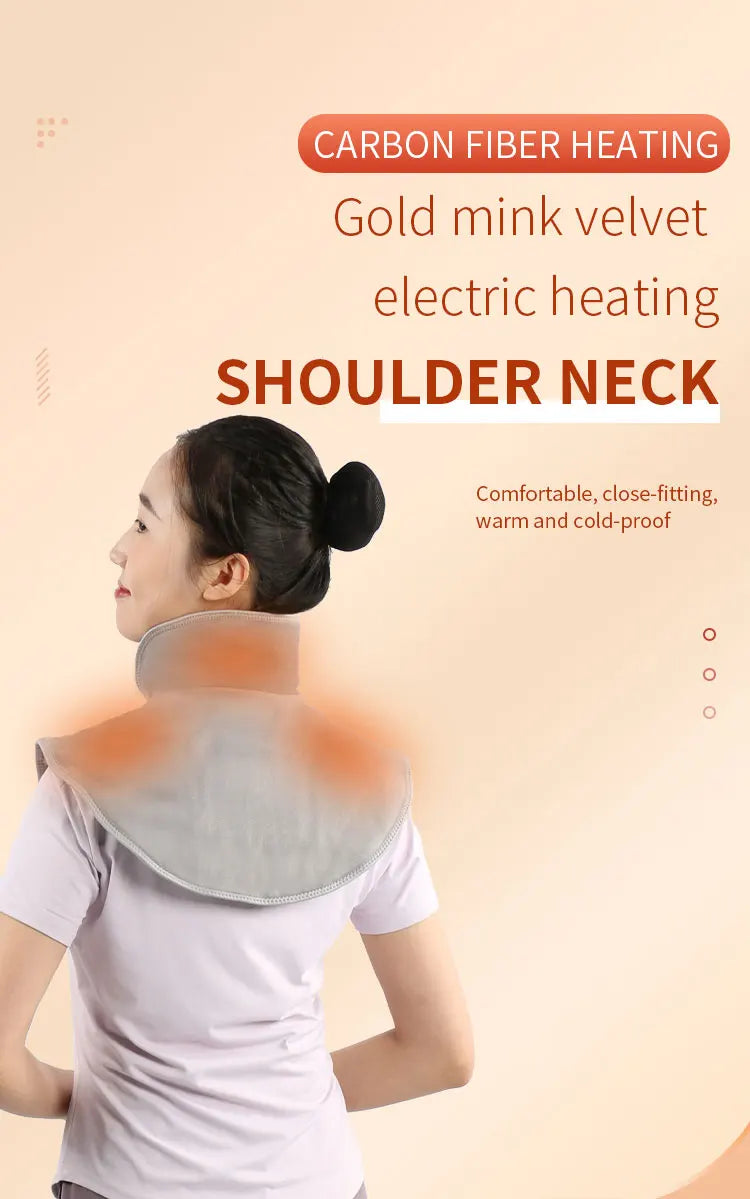 Electric Shoulder Neck Vibrating Massager Wrap Thermal Shoulder Back Warmer Heated Scarf USB Cervical Brace Relief Fatigue Tool
