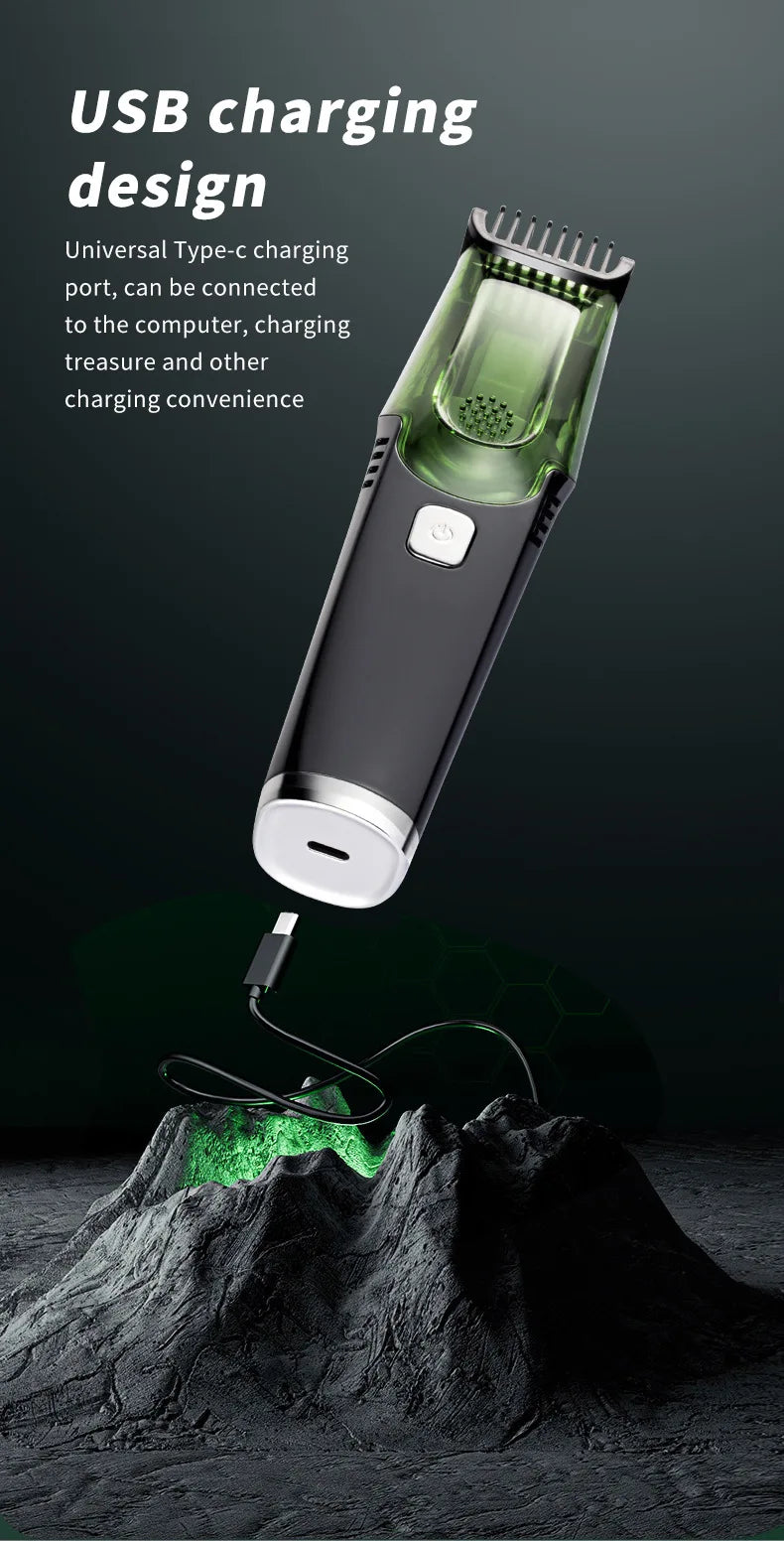 Vacuum Body Hair Trimmer for Men, Mustache Trimmer with 20 Length and Styles Adjustable, Built-in Vacuum Trimmer for Mustache