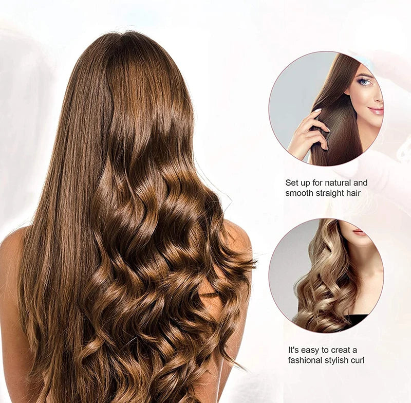 2-IN-1 Electric USB Hair Straightener Curler Fashion Colored Diamond  Design Wireless Travel Hair Straightening Styler Brush