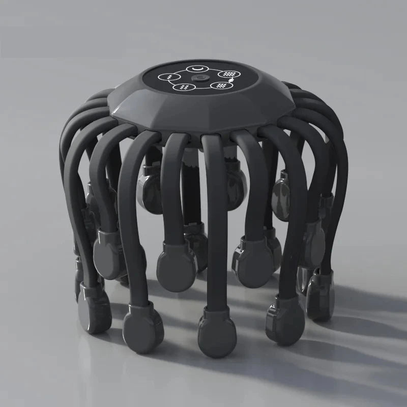 20 Massage Heads Orange Scalp Massager - Red Light Vibrating Octopus Scratcher for Relaxation, Stress Relief