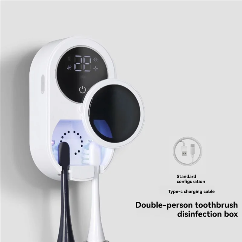 AC93-Wall Mounted Smart Home For Bathroom Light Cleaning Fan Drying Automatic Rotating Cover Toothbrush Holder And Cleaner