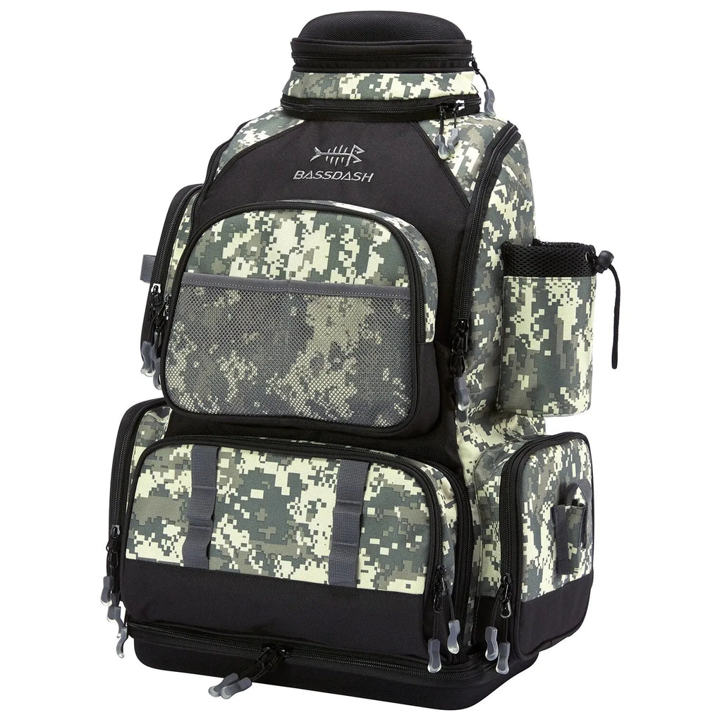 Bassdash Multifunctional Fishing Tackle Backpack Lightweight Tactical Soft Tackle Box with Protective Rain Cover