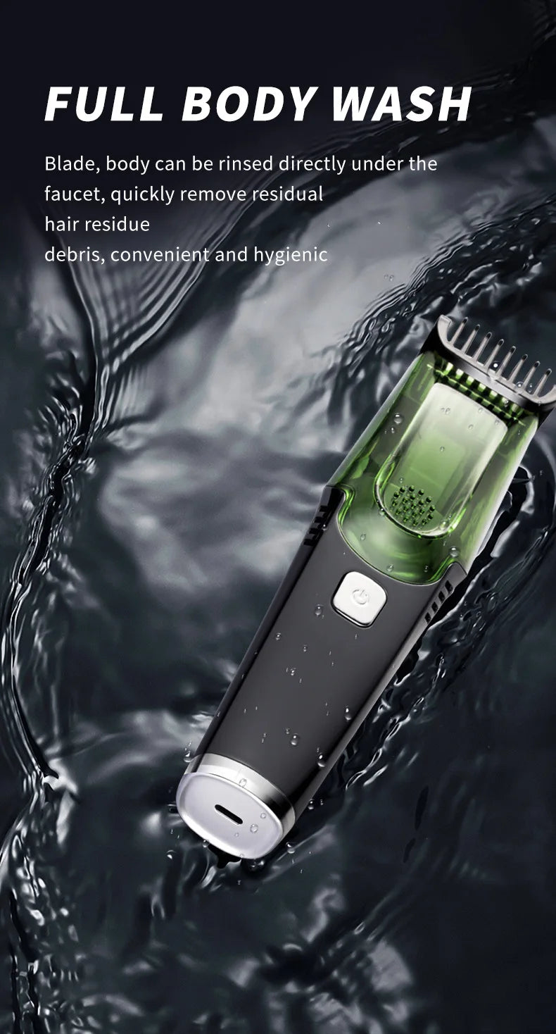 Vacuum Body Hair Trimmer for Men, Mustache Trimmer with 20 Length and Styles Adjustable, Built-in Vacuum Trimmer for Mustache