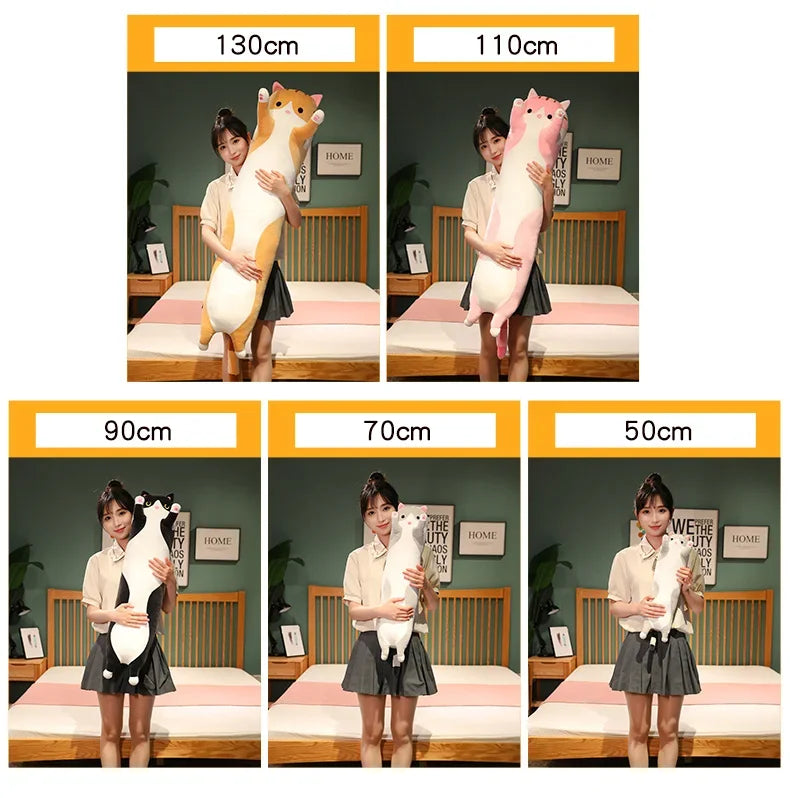 Cute and Soft Long Cat Plush Toy Ultra Kawaii Cat Hug Pillow Body Animal Sleeping Companion Kids Birthday Gift