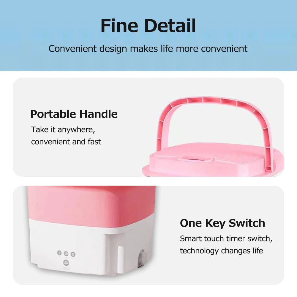 Washing Machine Small Household Folding Portable Automatic Ultrasonic Forward and Reverse Pulsator Elution Dual Purpose Imitatio