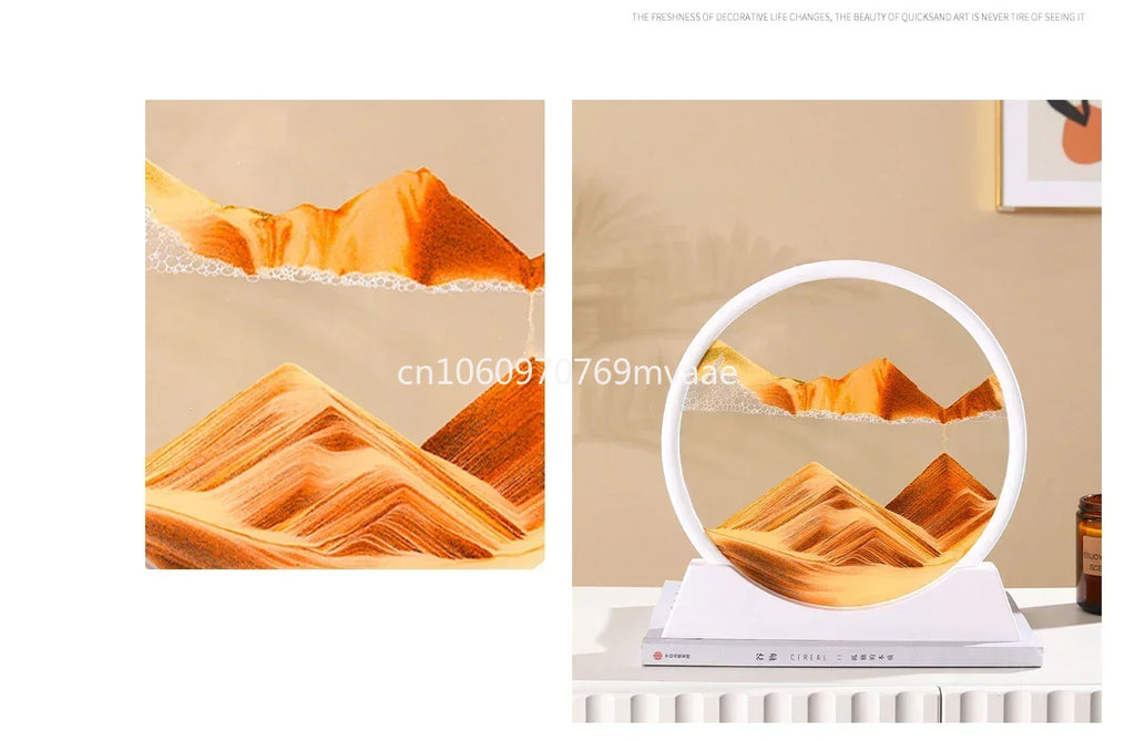 Sandscape Moving Sand Art Frame Quicksand 3D Dynamic Liquid Hourglass Kinetic Sand Painting Flowing Sand Office Home Decor Gifts
