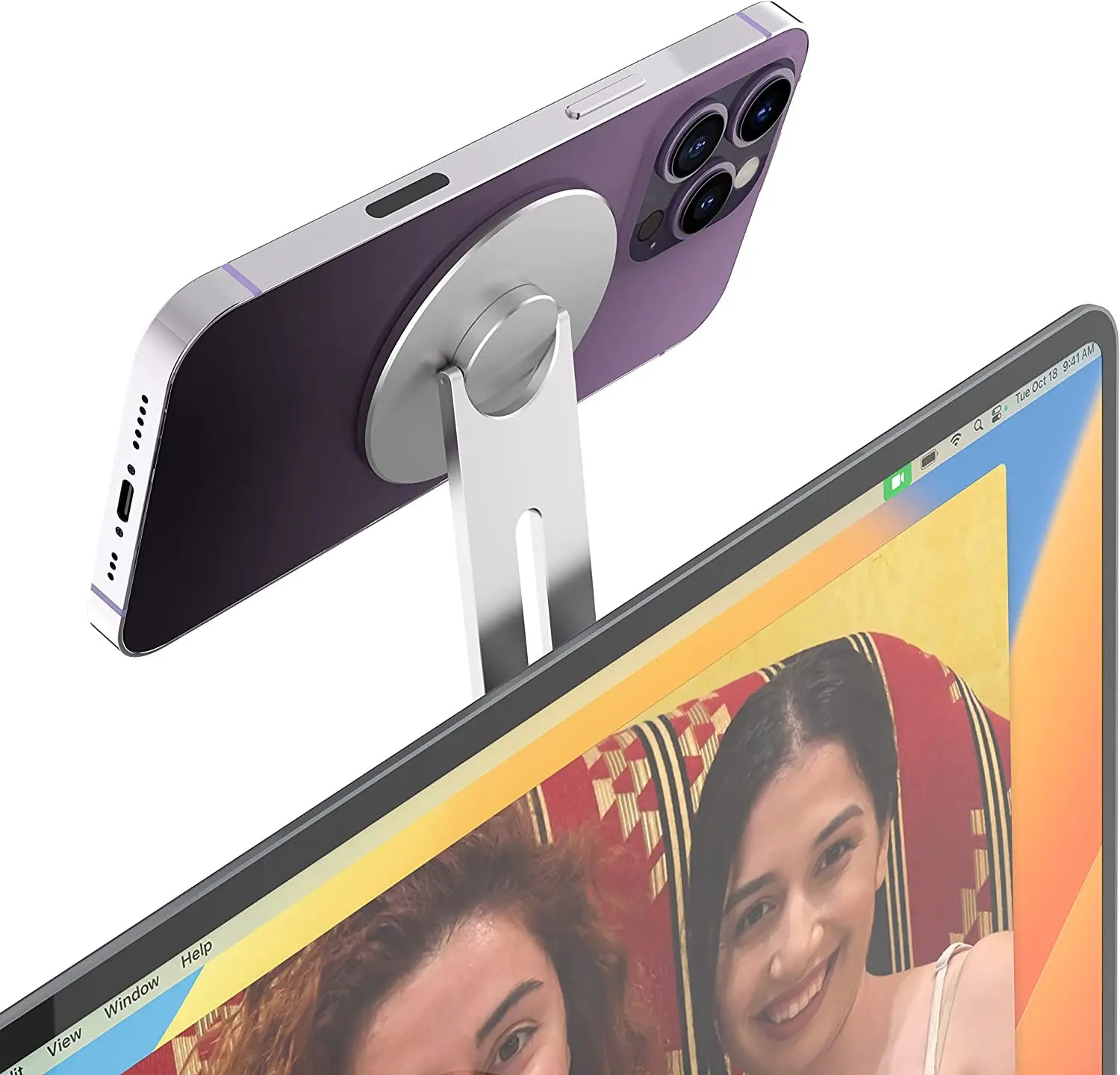 Continuity Flip iPhone Laptop Mount, Slim Magnetic Phone Holder Swivels 180° for Laptops and Monitors, Adjustable Magnetic Arm