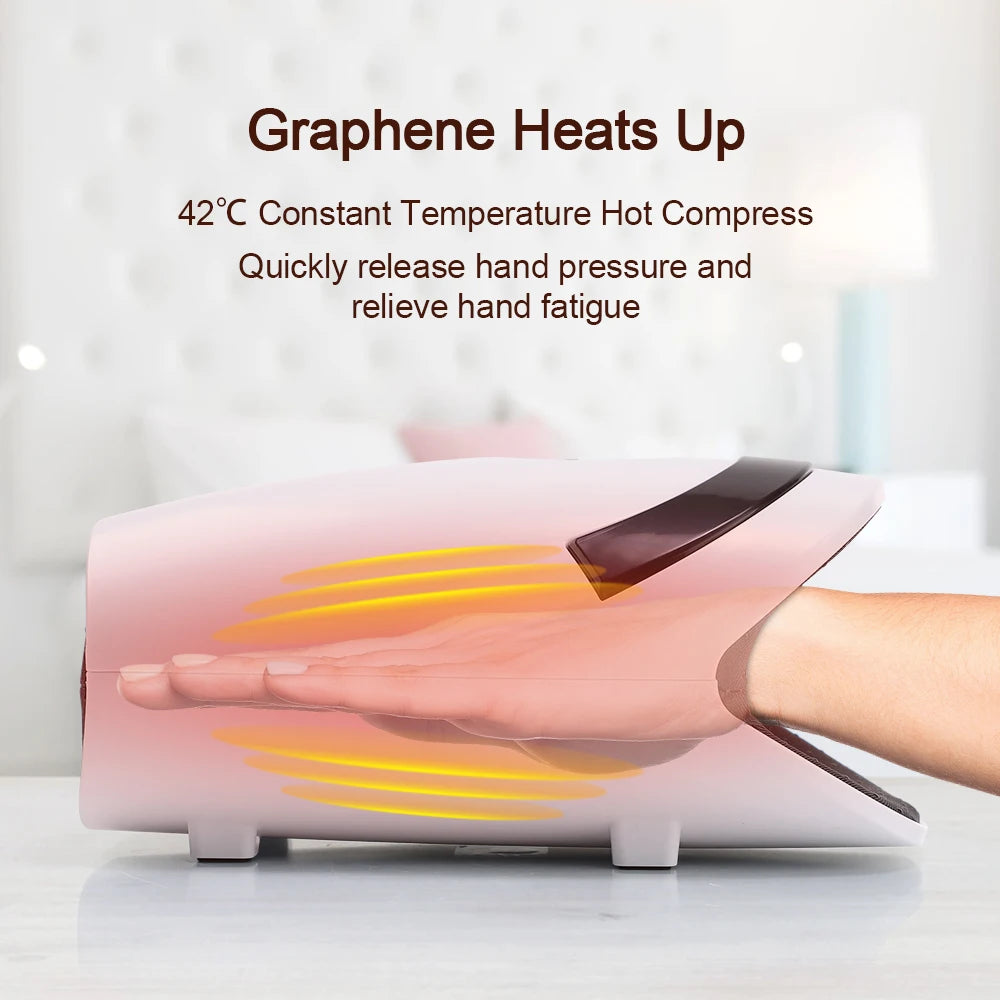 Electric Hand Massager with 5 Levels Air Compression Heat Palm Finger Massage Machine for Arthritis Finger Numbness Hand Relax