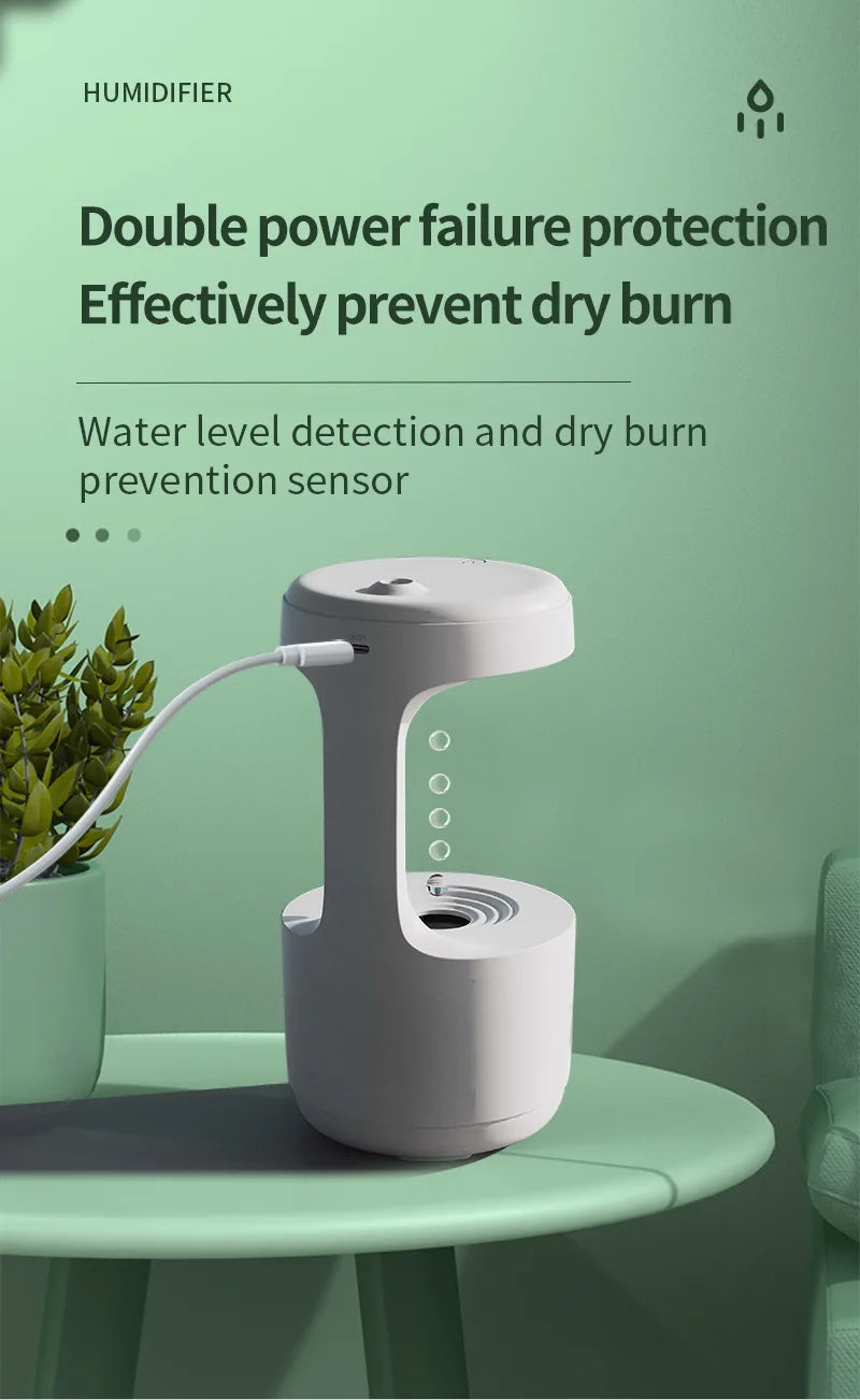 Water Droplet Air Humidifier 800ml Anti-gravity Essential Oil Diffuser Night Light Weightless Sprayer Decorations Desk Lamps