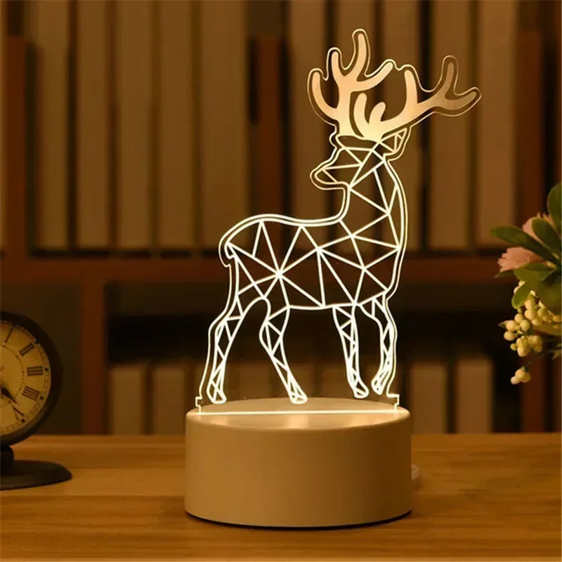 3D Acrylic LED Night Light USB Powered Bedroom Bedside Decor Night Lamp Birthday Kid Gifts Table Ornaments Novelty Lighting