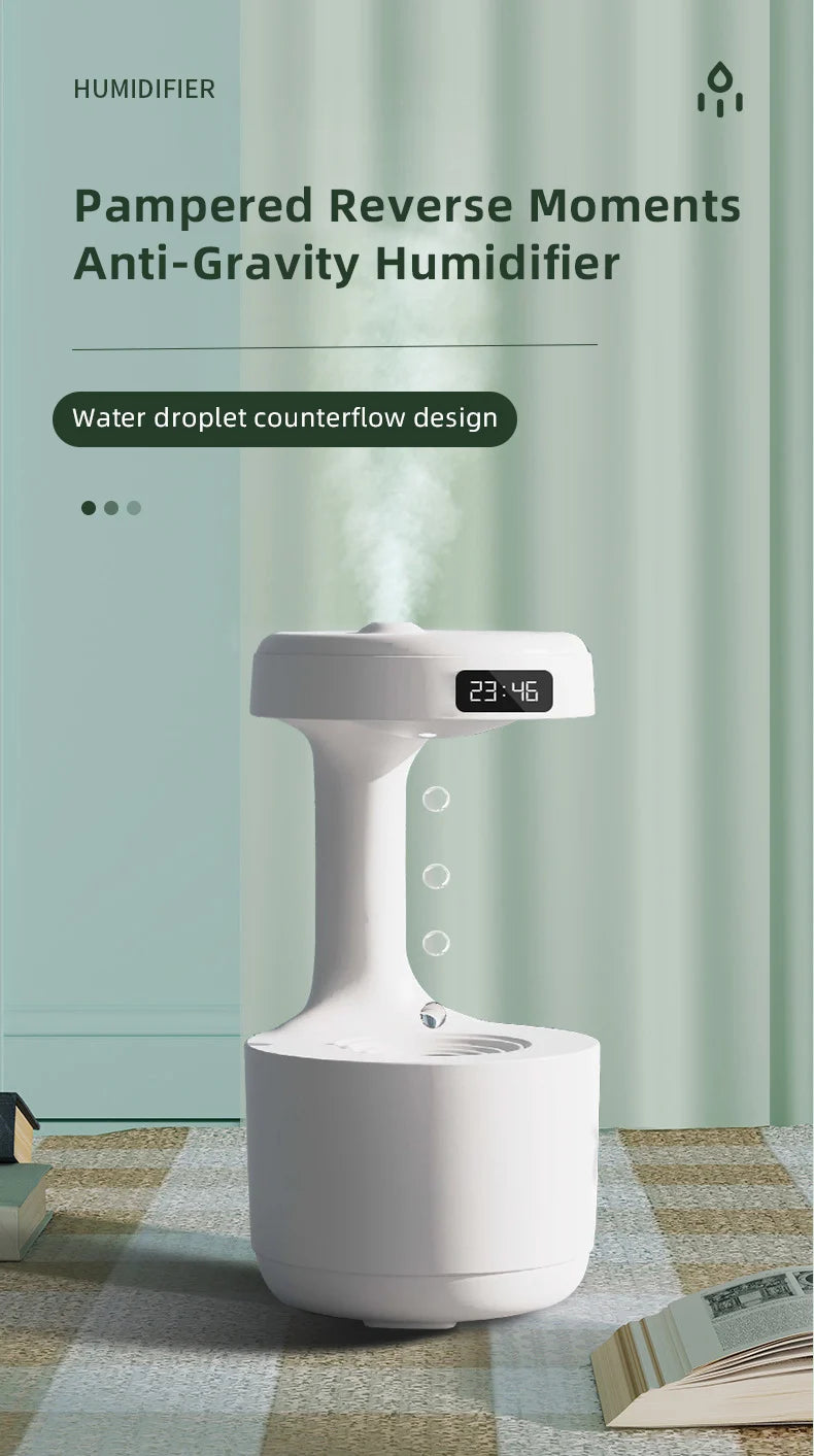 DIVEDEER Humidifier Home Office Desktop Water Replenishment Device Creative Backflow Anti gravity Water Drop Humidifier