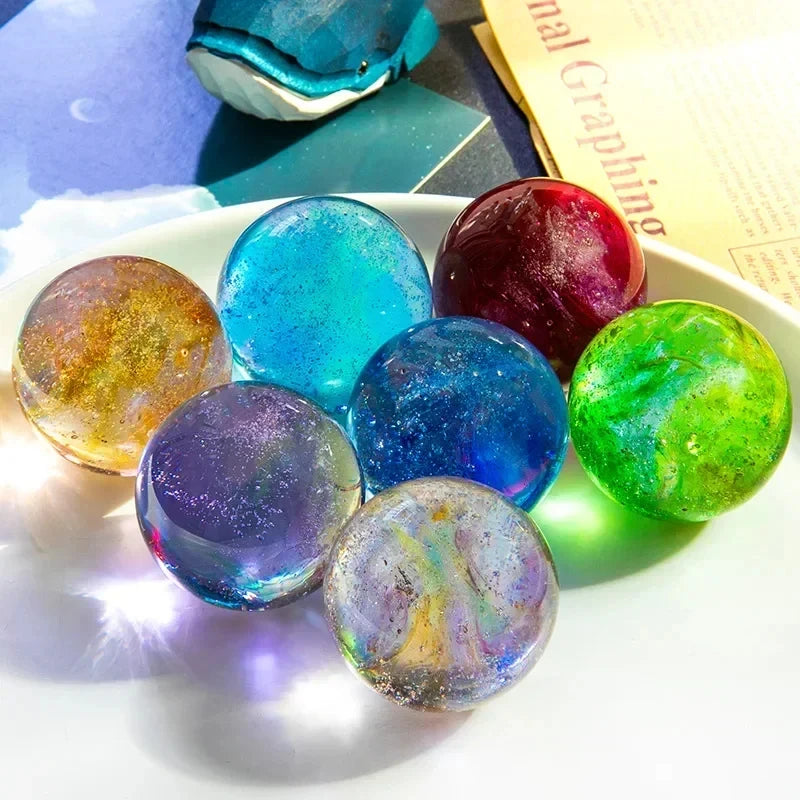1 Set Fantasy Colorful Glass Star Ball Luminous Planet Astronomy Planets Ball Fantastic Style Home Decoration Cosmic Model Gift