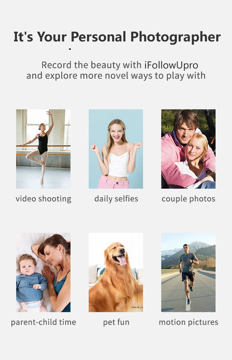AI automatic face and body tracking phone holder/download APP, 360° rotating tracking tripod, intelligent shooting bracket