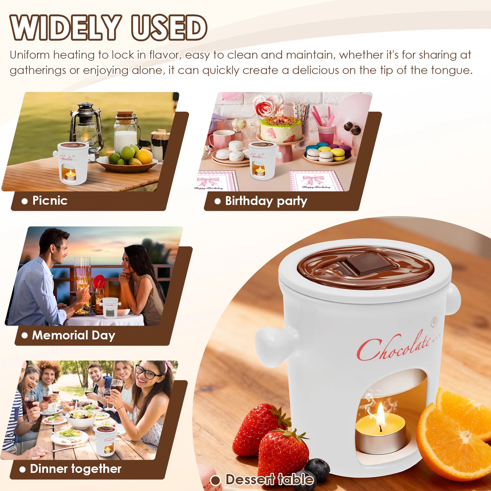 280ml Fondue Pots Fondue Mug Personal Mini Chocolate Cheese Ice Cream Fondue Maker Kit Individual Butter Melter Cup Small Warmer