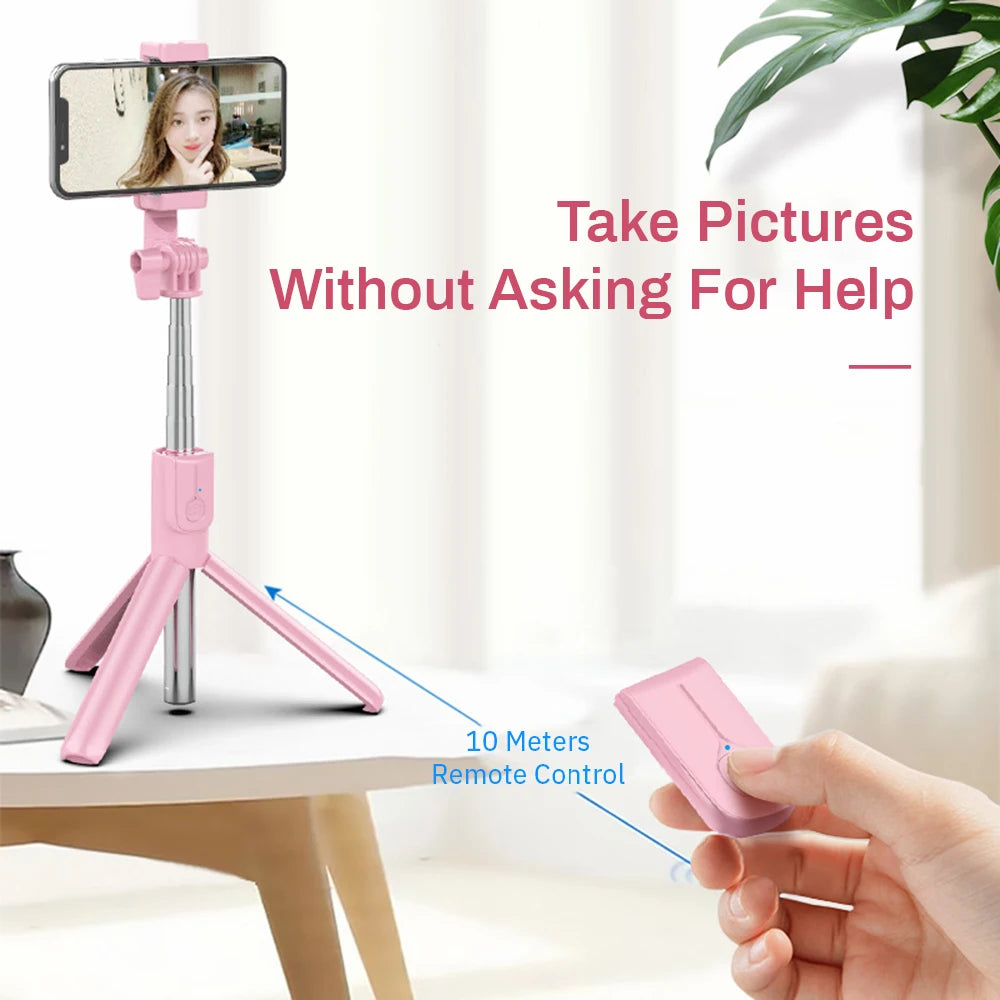 4in1 Wireless bluetooth compatible Selfie Stick LED Ring light Extendable Handheld Monopod Live Tripod for iPhone Android